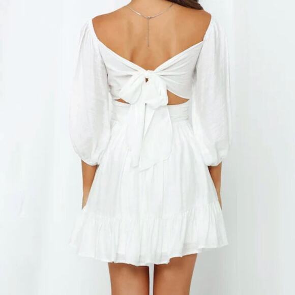 🆕 Hello Molly This is Espionage milk maid boho style mini dress white sz S/4 - Picture 14 of 14